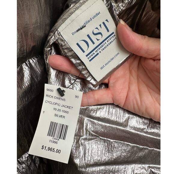 NWT Moncler x Rick Owens Cyclopic Down Puffer Jacket Silver Women Size 1 - Picture 10 of 16